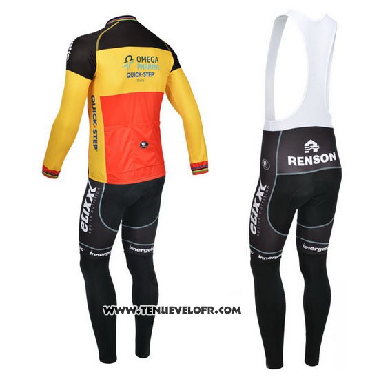 2013 Maillot Ciclismo Omega Pharma Quick Step Champion Belgique Manches Longues et Cuissard
